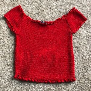 Off the shoulder red brandy Melville top